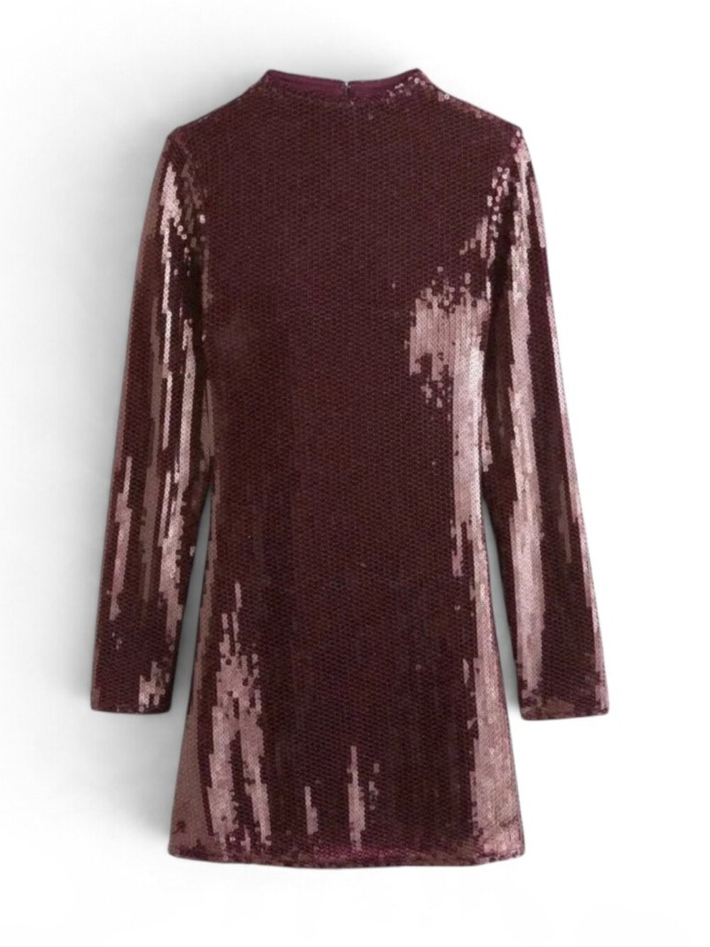 Abercrombie & Fitch Paloma Sequin Mini Dress Burgundy Wine Long Sleeve MP